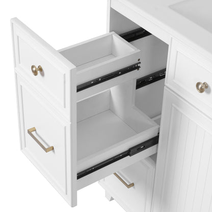 36" Bathroom Vanity with Ceramic Sink, Standard and Double-Layer Drawers, Soft Close Doors, Adjustable Shelves, Modern Storage Cabinet for Small and Medium Bathrooms