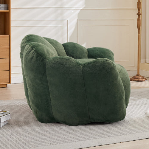 Green Lotus-Style Compressed Adult Bean Bag Sofa with Pull Ring