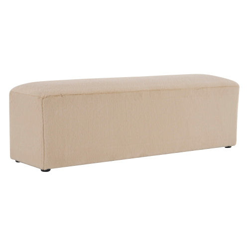Almond Plush Long Ottoman Bench, Soft Cloud-Like Footstool, Ergonomic Seat for Bedroom and Entrance Hall