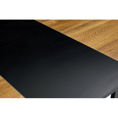 60.2 Inch Two-Tone MDF Dining Table, Modern Minimalist Industrial Sturdy Metal Leg Kitchen Work Table