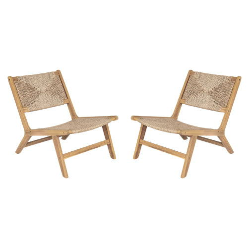 Acacia Wood Outdoor Armless Lounge Chair-Light Teak
