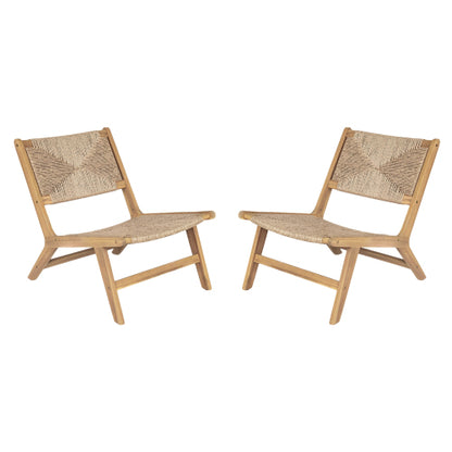 Acacia Wood Outdoor Armless Lounge Chair-Light Teak