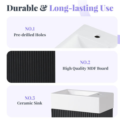 18.6" Bathroom Vanity with Sink, Bathroom Vanity Cabinet with Two-tier Shelf, Left or Right Orientation, Black (WF308491 New Color)