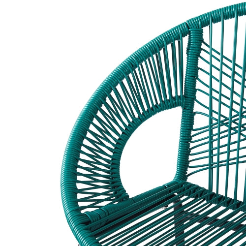 Ferrara Outdoor Patio Teal Faux Wicker Barstool, Set of 2