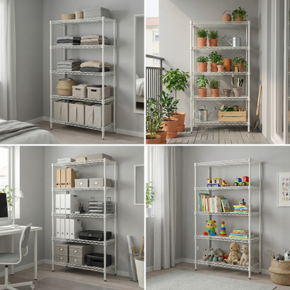 Adjustable 5-Tier Metal Wire Shelving Unit for Kitchen Garage