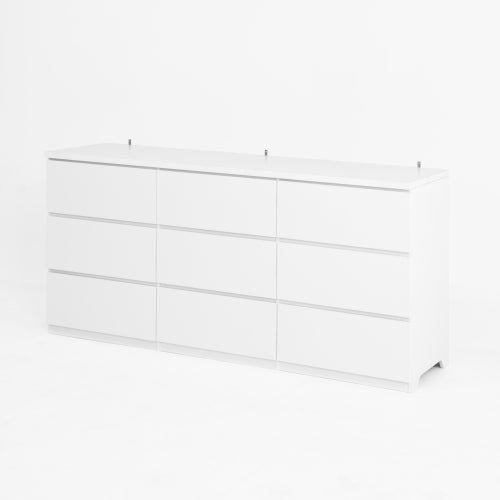 9 Drawer Dresser with No Handle Design, Modern White Matte Wood Dresser for Bedroom, Storage Chest of Drawers for Living Room, Hallway, Entryway