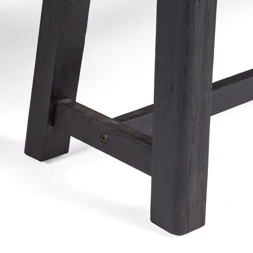Outdoor Acacia Wood Bench, Sandblast Gray Finish and Black