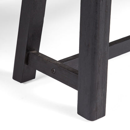 Outdoor Acacia Wood Bench, Sandblast Gray Finish and Black