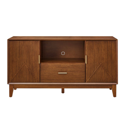 Mid Century TV Stand with Drawer, Cabinets and Storage Shelf
