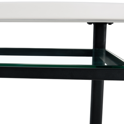 42-Inch Round Dining Table with Glass Inlay for 4-6 People