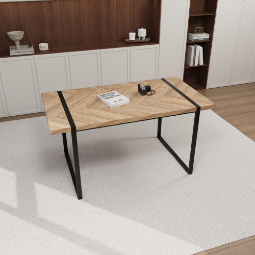 59 Inch Dining Table Set with 4 Suede Chairs, Modern Style