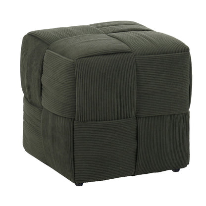 Green Square Corduroy Ottoman Footrest, 300 LBS Sturdy Wood Frame No-Assembly Multiuse Sofa Stool