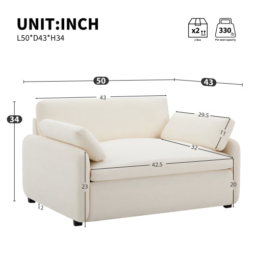50*43 inch  Oversized Chenille Wide-Deep Single Accent Armchair with Pillows