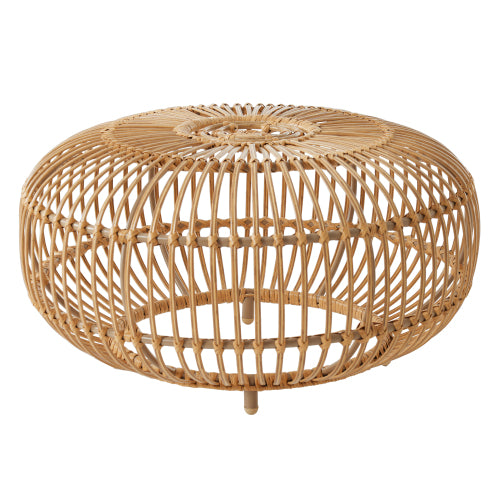 OTTAWA Coffee Table-Bohemian Faux Rattan Weave Accent Table for Indoor Outdoor Use, Handcrafted Round Side Table for Living Room, Patio, Garden,Light Brown Color