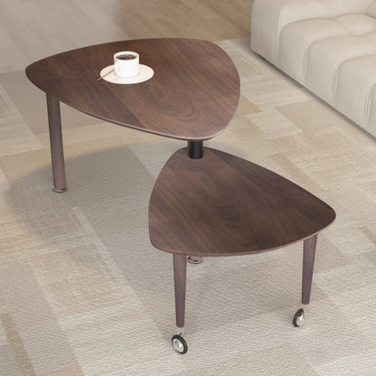 360° Rotatable Coffee Table, Walnut Veneer, Large Size