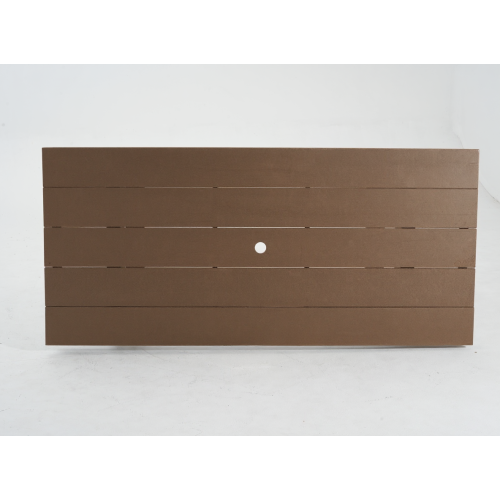 67"HDPE Outdoor Dining & Meeting Table, Weather-Resistant, Seats 6, Space-Saving Chair Slide-In, Brown