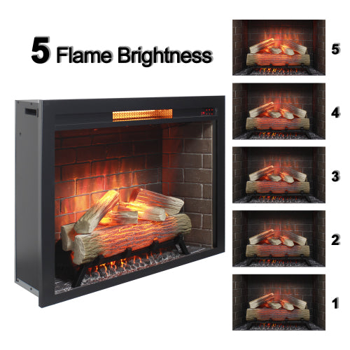 33 inch Infrared Electric Fireplace Insert, Touch Panel Home Decor Heater,Smokeless Firebox .With fixed Trim Kit .With Crackling Sound