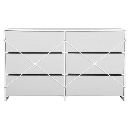 6-Drawer Dresser with Large Fabric Drawers, White