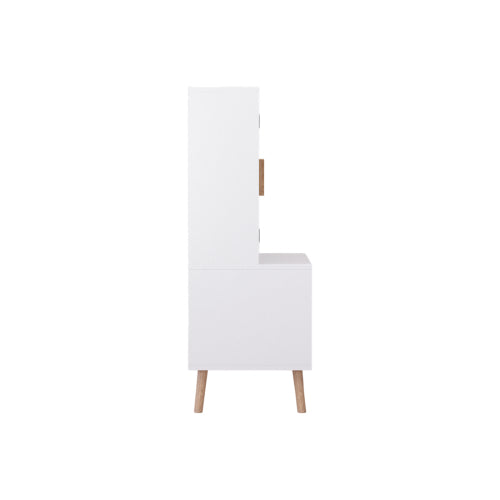 Kids Toy Storage Cabinet with Doors and Open Shelf White