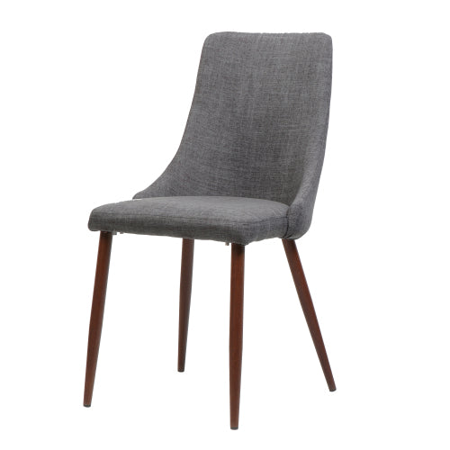Set of 2 Light Gray Polyester Armless Mid-Century Dining Chairs, Wood Frame Iron Tapered Legs