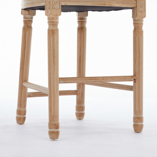 Solid Wood Bar stools Set of 2 Classic French Country Wooden Barstools with Upholstered Seating  Kitchen Bar Stool for Bar Counter Rattan - Beige