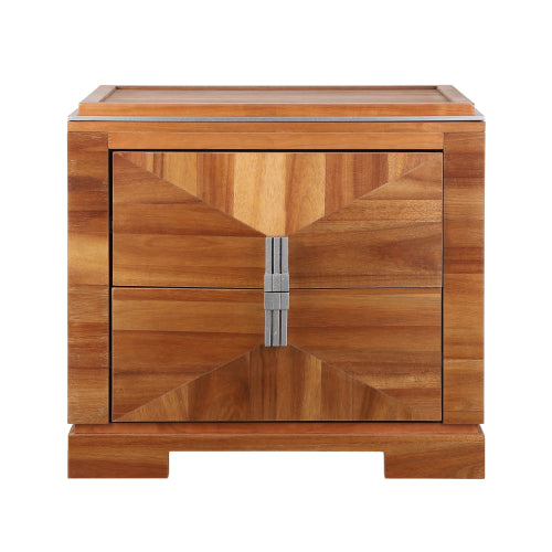 Mid-Century Modern Nightstand, 2 Drawers Wide Sofa Side Table,Wood Diamond Shaped End Table with Storage,Closet with Heavy Duty Base,Small Bedside Table for Bedroom,Living Room,Entrance, Light Brown