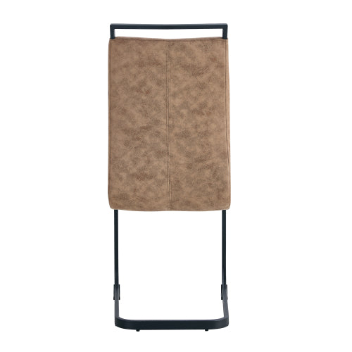 High Back Fabric Dining Chairs with C-Shaped Metal Legs, Set of 2, Brown/Black