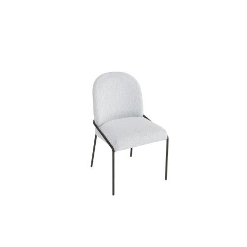 Modern Dining Chairs Set of 2, Light Grey Polyester Upholstered Chairs with Bronze Iron Frame