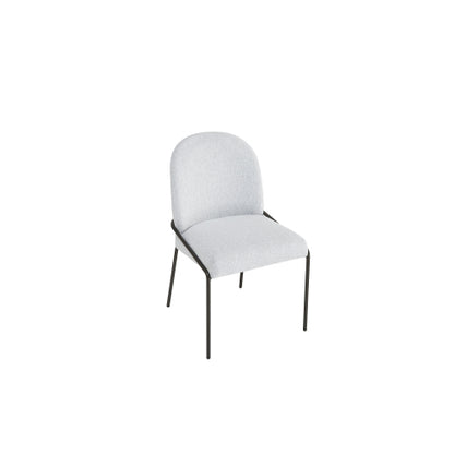 Modern Dining Chairs Set of 2, Light Grey Polyester Upholstered Chairs with Bronze Iron Frame