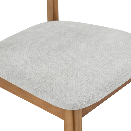 Set of 2 Walnut Solid Wood Dining Chairs, Hollow Back Chairs with Gray Fabric Cushion