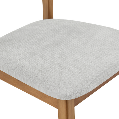 Set of 2 Walnut Solid Wood Dining Chairs, Hollow Back Chairs with Gray Fabric Cushion