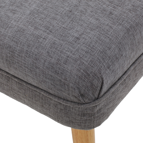 38 inch Linen Look Fabric Rectangular Ottoman Bench, Natural Rubberwood Leg Footstool for Living Room Bedroom