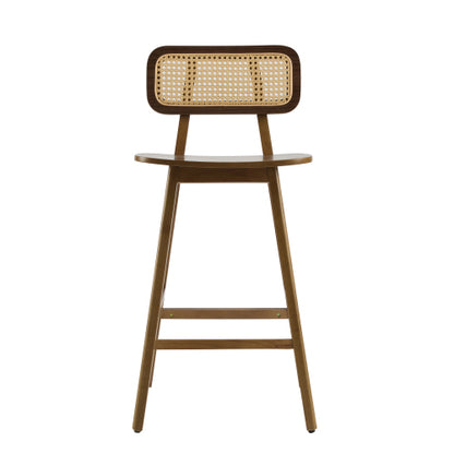 Indoor Wood Barstool, Walnut Finished, Set of 2