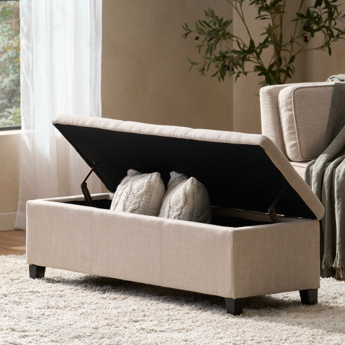 Upholstered Storage Ottoman, Solid Wooden Legs (old sku 57742.00LBE)