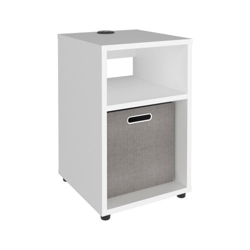 Side Table with USB Charging Station & Dual Open Shelves