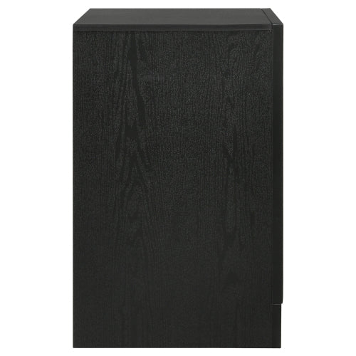 Black 2 Drawer Nightstand with Hidden Jewelry Tray, Modern Bedside Table with Crystal Handle, Storage Cabinet
