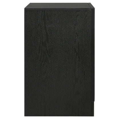 Black 2 Drawer Nightstand with Hidden Jewelry Tray, Modern Bedside Table with Crystal Handle, Storage Cabinet