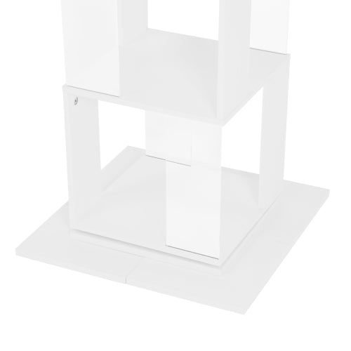 5-Tier 360° Rotating Bookshelf Wood Veneer & Acrylic Panel Anti-Tip Base Modern Home Display Storage Rack