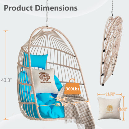 Outdoor garden rattan egg swing chair hanging chair PE hanging chair blue