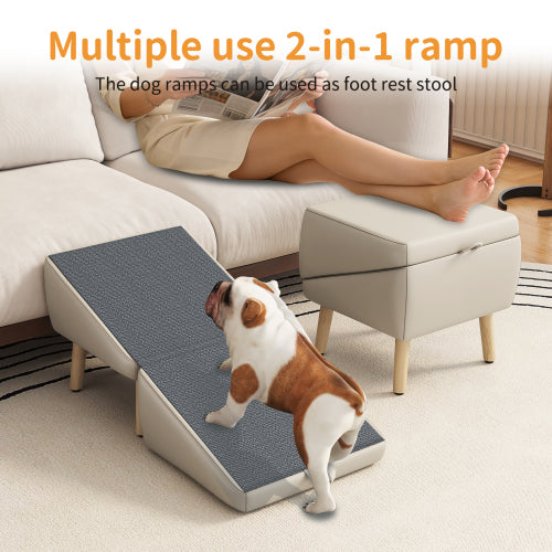 Foldable Ottoman Dog Stairs Ramp for Small Dogs and Cats 2-in-1 Pet Steps