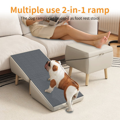 Foldable Ottoman Dog Stairs Ramp for Small Dogs and Cats 2-in-1 Pet Steps