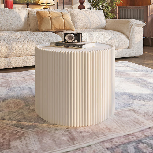 Cylinder Sintered Stone & Leather Coffee Table