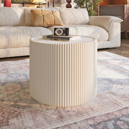 Cylinder Sintered Stone & Leather Coffee Table