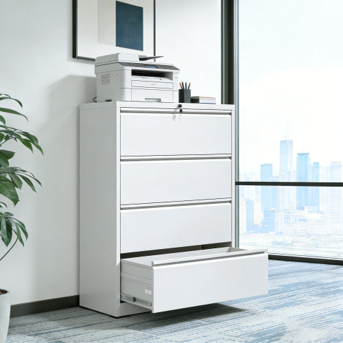 4-Drawer Heavy Duty Metal Lockable Lateral File Cabinet For Office