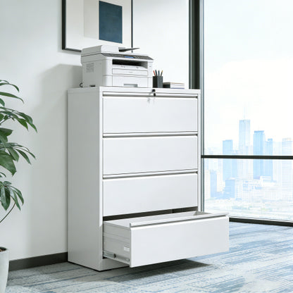 4-Drawer Heavy Duty Metal Lockable Lateral File Cabinet For Office