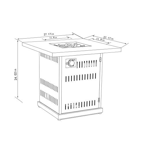 28" Propane Gas Fire Pit Table, 50000 BTU Square Steel Fire Pit for Outside Patio Deck Garden Courtyard-Brown