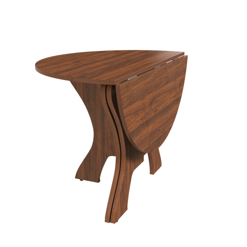 43 in Folding Dining Table for Small Spaces, MDF Table with Walnut Veneer, Space Saving Foldable Kitchen Table for Indoor and Outdoor Use