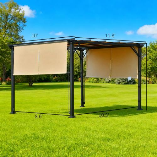 Pergola Canopy Patio Metal Shelter 12' x 10'