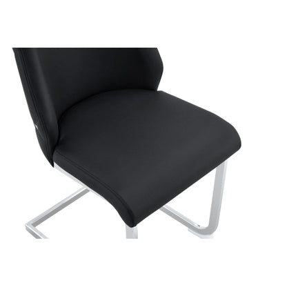 Set of 2 Black Gold Mesh PU High Back Dining Chairs, Silver Back Ring Chrome Pull Handle Solid Iron Frame
