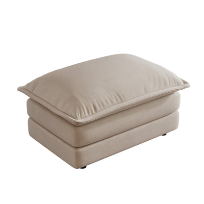 Light Coffee Chenille Modular Sofa Ottoman with Wood Frame